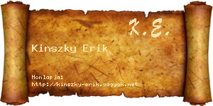 Kinszky Erik névjegykártya